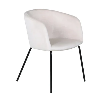 Berit Karmstol Sammet med Armstöd - Vit med svarta ben