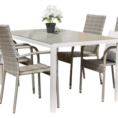 Break Matgrupp Utomhus + 4 Utestolar - Grå/Vit