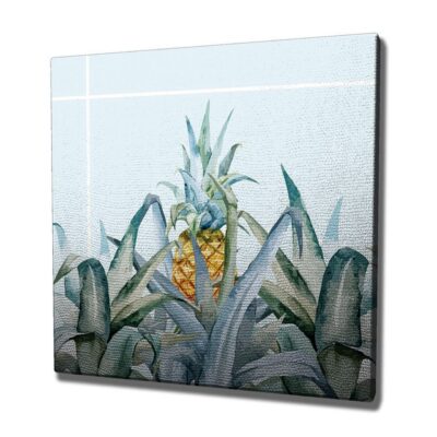 Canvastavla - Ananas omgiven av gröna växter - Grön / Gul / Blå