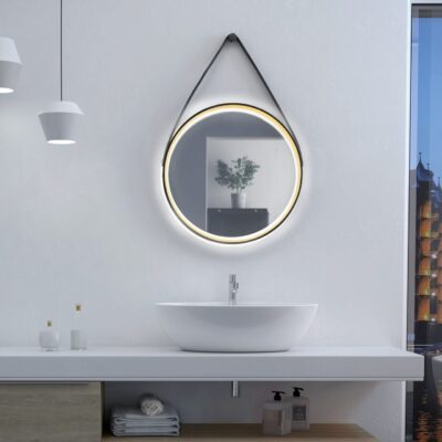 Djupqvior Spegel 55x55 cm Rund LED-belysning - Svart/Guld
