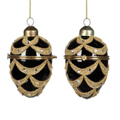 Glaskula Svart Öppningsbar 2 pack