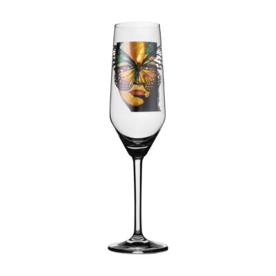 Golden Butterfly Kristall Champagneglas 24 cm - Transparent