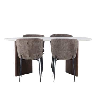 Grönvik Matgrupp 180 cm Oval med 4 Modesto Stolar - Mocca