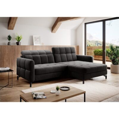 Hörnsoffa Eltap Lorelle 225x160x105 cm - Kronos 07, Svart, Höger