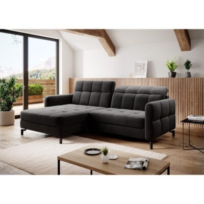 Hörnsoffa Eltap Lorelle 225x160x105 cm - Kronos 07, Svart, Vänster