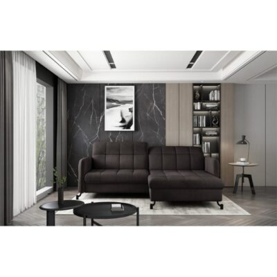 Hörnsoffa Eltap Lorelle 225x160x105 cm - Mat Velvet 29, Brun, Höger