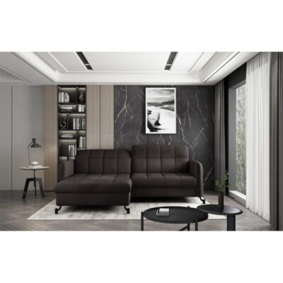 Hörnsoffa Eltap Lorelle 225x160x105 cm - Mat Velvet 29, Brun, Vänster