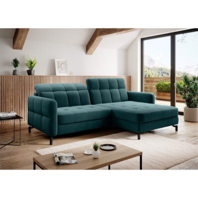 Hörnsoffa Eltap Lorelle 225x160x105 cm - Mat Velvet 75, Grön, Höger