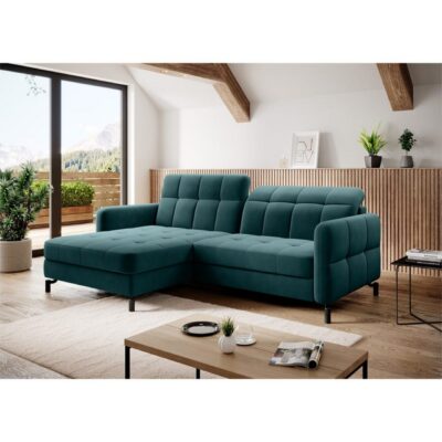 Hörnsoffa Eltap Lorelle 225x160x105 cm - Mat Velvet 75, Grön, Vänster