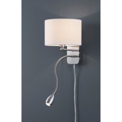 Hotel Vägglampa med läslampa E14 + LED vit - Vit