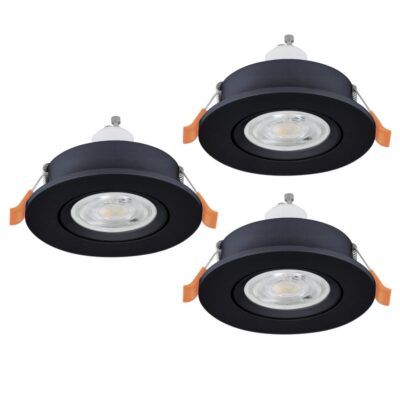 Infälld Lampa Barranco 90 mm 4000K Set om 3 - Svart