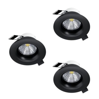 Infälld Lampa Saliceto 88 mm 2700K Set om 3 - Svart