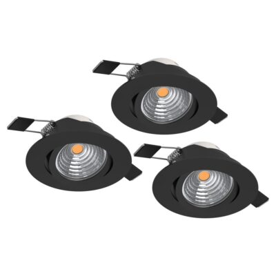 Infälld Lampa Saliceto 88 mm 4000K Set om 3 - Svart