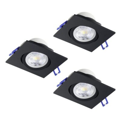 Infälld Lampa Saliceto 88x88 mm 4000K Set om 3 - Svart