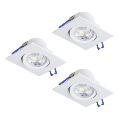 Infälld Lampa Saliceto 88x88 mm 4000K Set om 3 - Vit