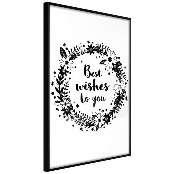 Inramad Poster / Tavla – Best Wishes – 30×45 Svart ram