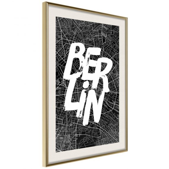 Inramad Poster / Tavla – Negative Berlin [Poster] – 20×30 Guldram med passepartout