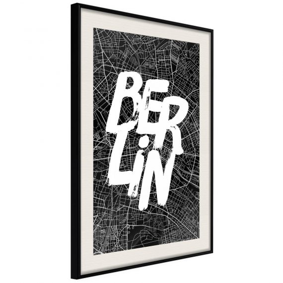 Inramad Poster / Tavla – Negative Berlin [Poster] – 20×30 Svart ram med passepartout