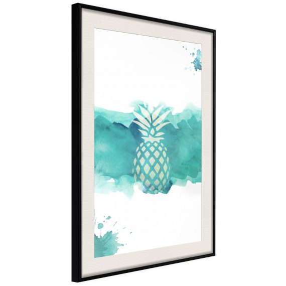 Inramad Poster / Tavla – Pastel Pineapple – 30×45 Svart ram med passepartout