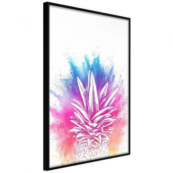 Inramad Poster / Tavla – Rainbow Pineapple Crown – 40×60 Svart ram