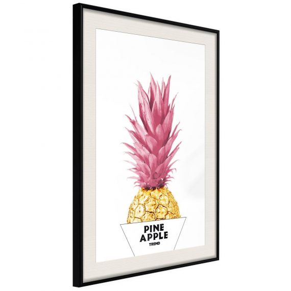 Inramad Poster / Tavla – Trendy Pineapple – 20×30 Svart ram med passepartout