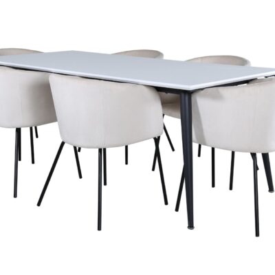 Jimmy Matgrupp 195 cm Rektangulär med 6 Berit stolar - Beige