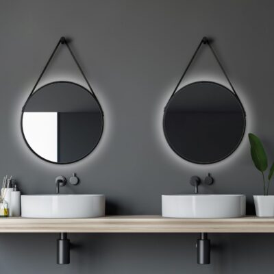 Knutby Spegel 50x50 cm Rund LED-belysning - Svart