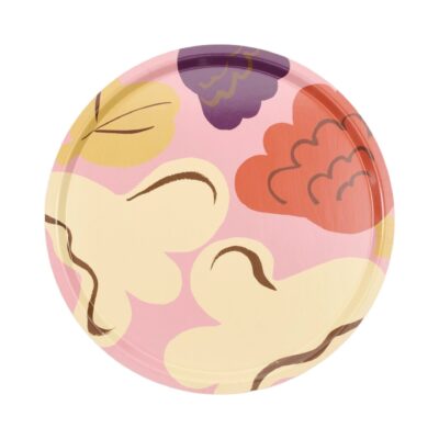 Marimekko Kukasta kukkaan bricka 46 cm, rosa/naturvit/terrakotta/plommon