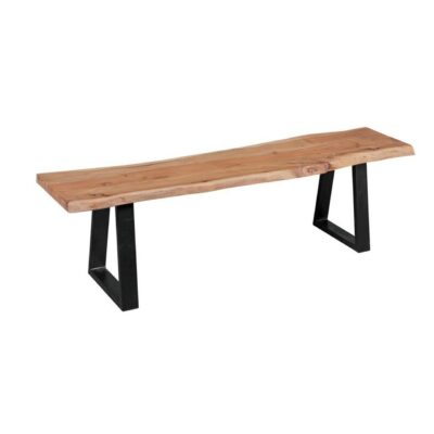 Matbänk Wohnling Köksbänk i massivt trä med trädets kant med metallben, lantlig stil Utan ryggstöd, 160 cm - Utan ryggstöd, 160 cm