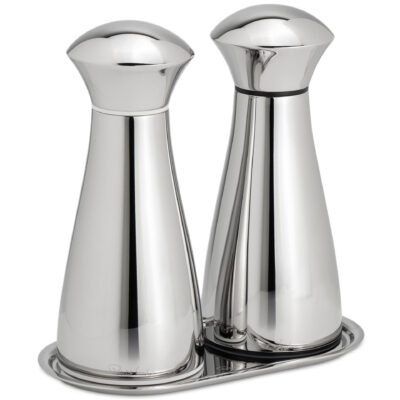 Robert Welch Signature salt- och pepparkvarn med bricka 17 cm, rostfritt stål