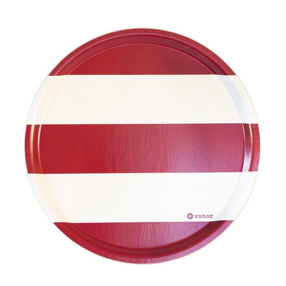 Rund bricka ”Stripes” – Röd